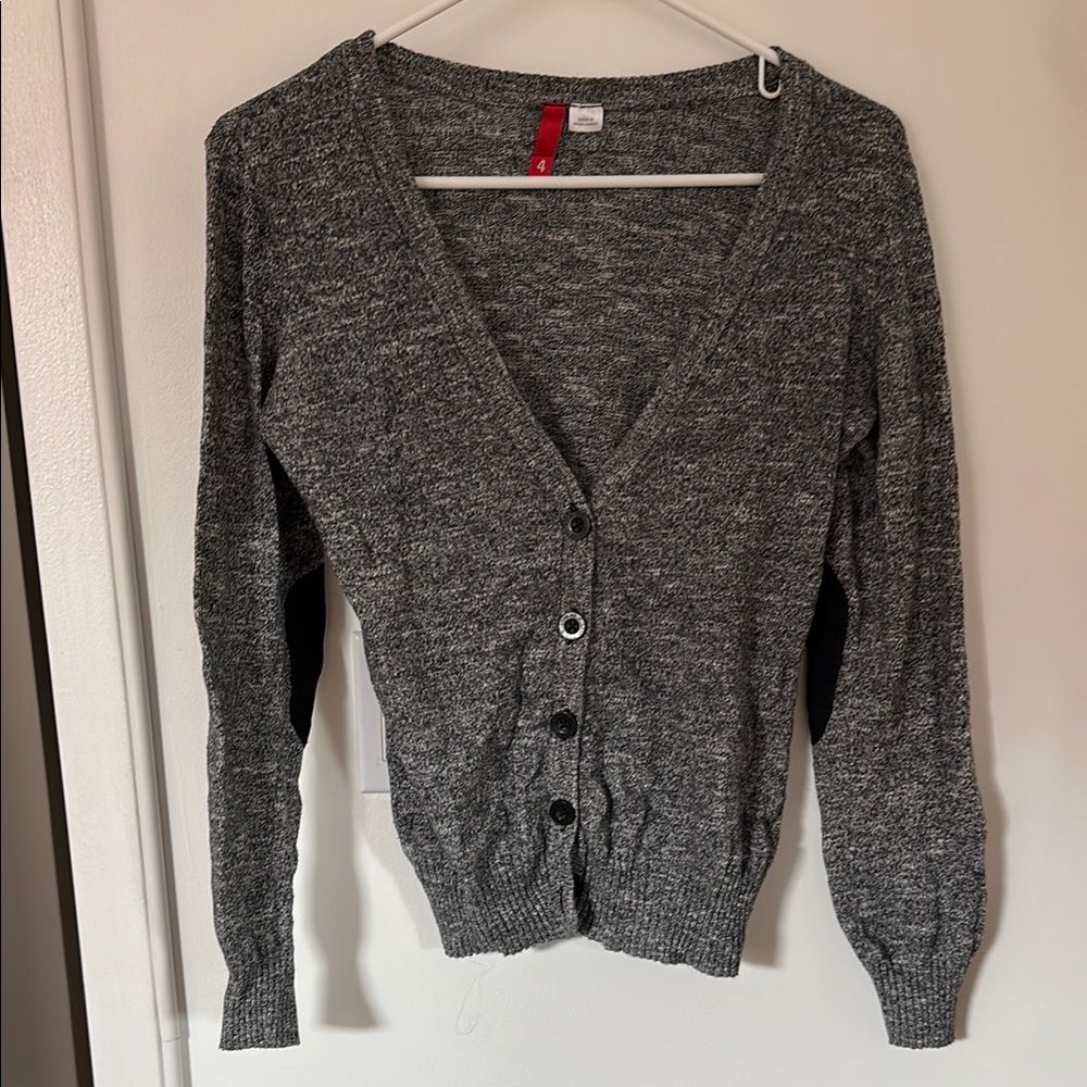 H&M Marled Charcoal Button-Up Women's Cardigan